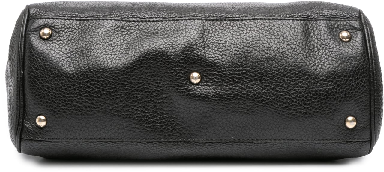 Gucci Medium Calfskin Bamboo Shopper Satchel Zwart