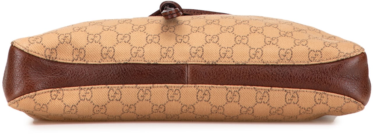 Gucci GG Denim Horsebit Shoulder Bag Bruin