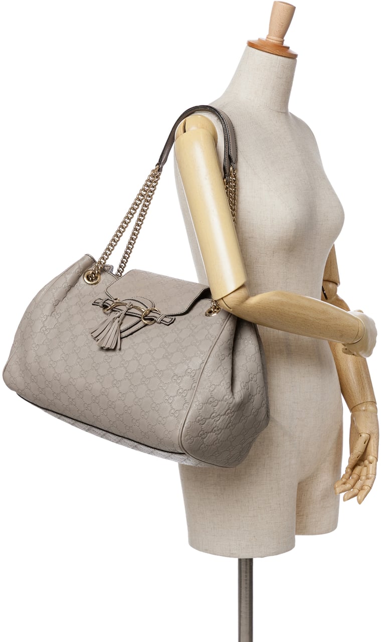 Gucci Large Guccissima Emily Chain Shoulder Bag Grijs