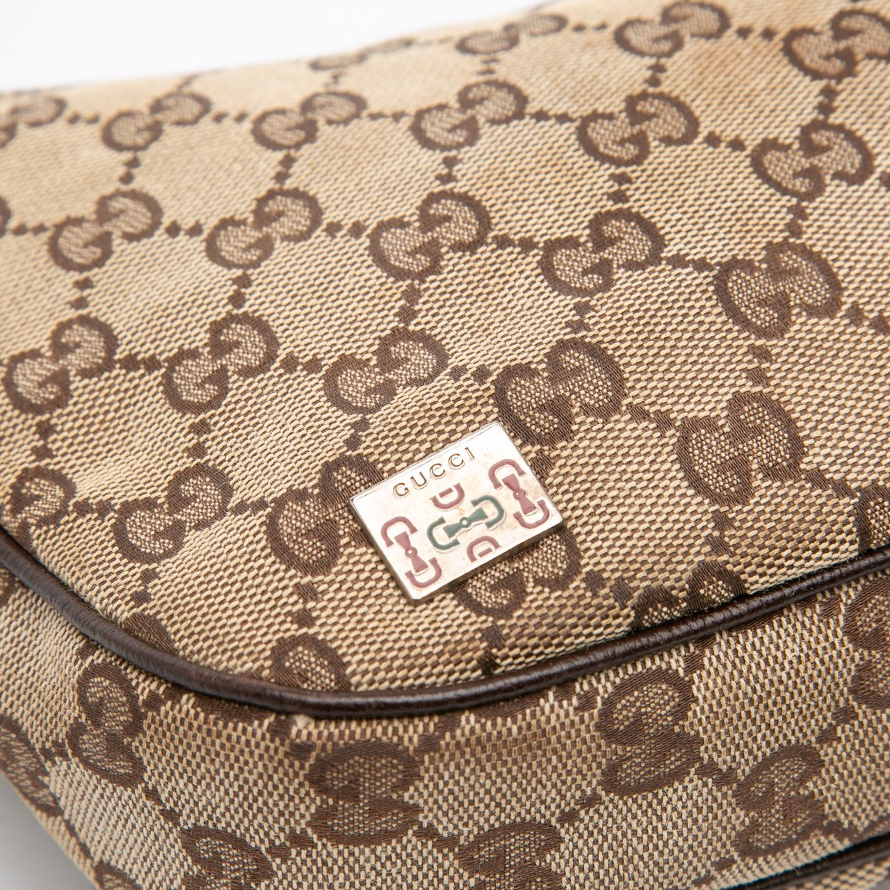 Gucci Small GG Canvas Web Pop Shoulder Bag Bruin