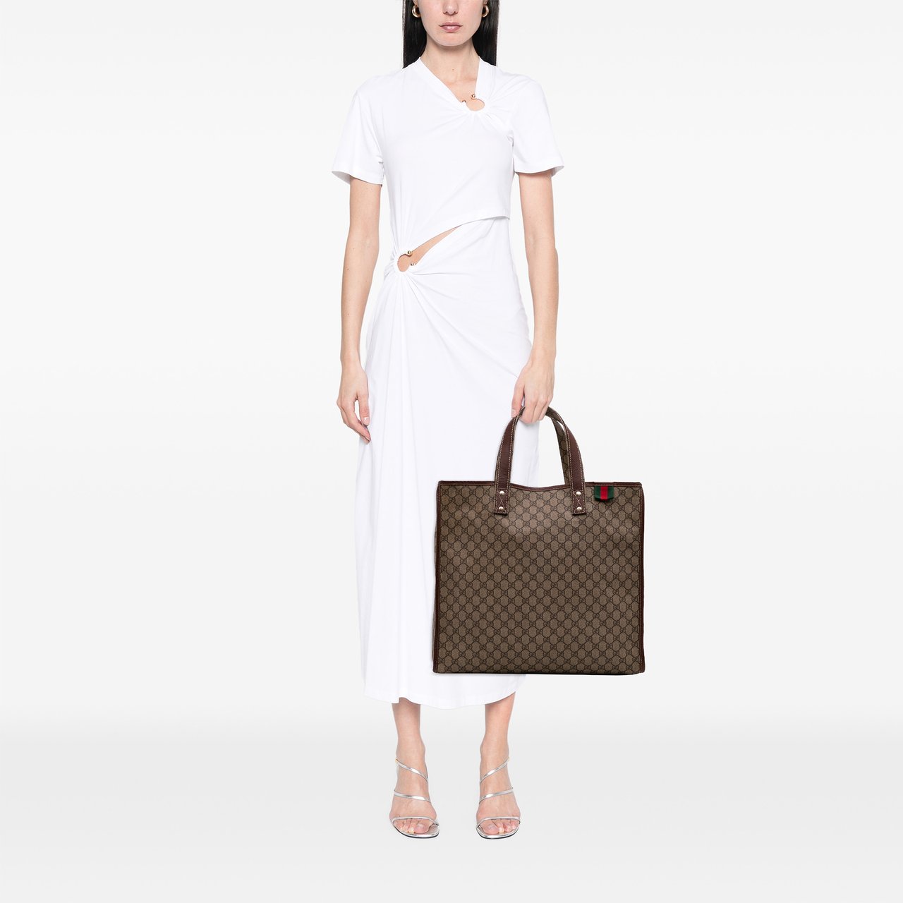 Gucci Large GG Supreme Web Loop Tote Bruin