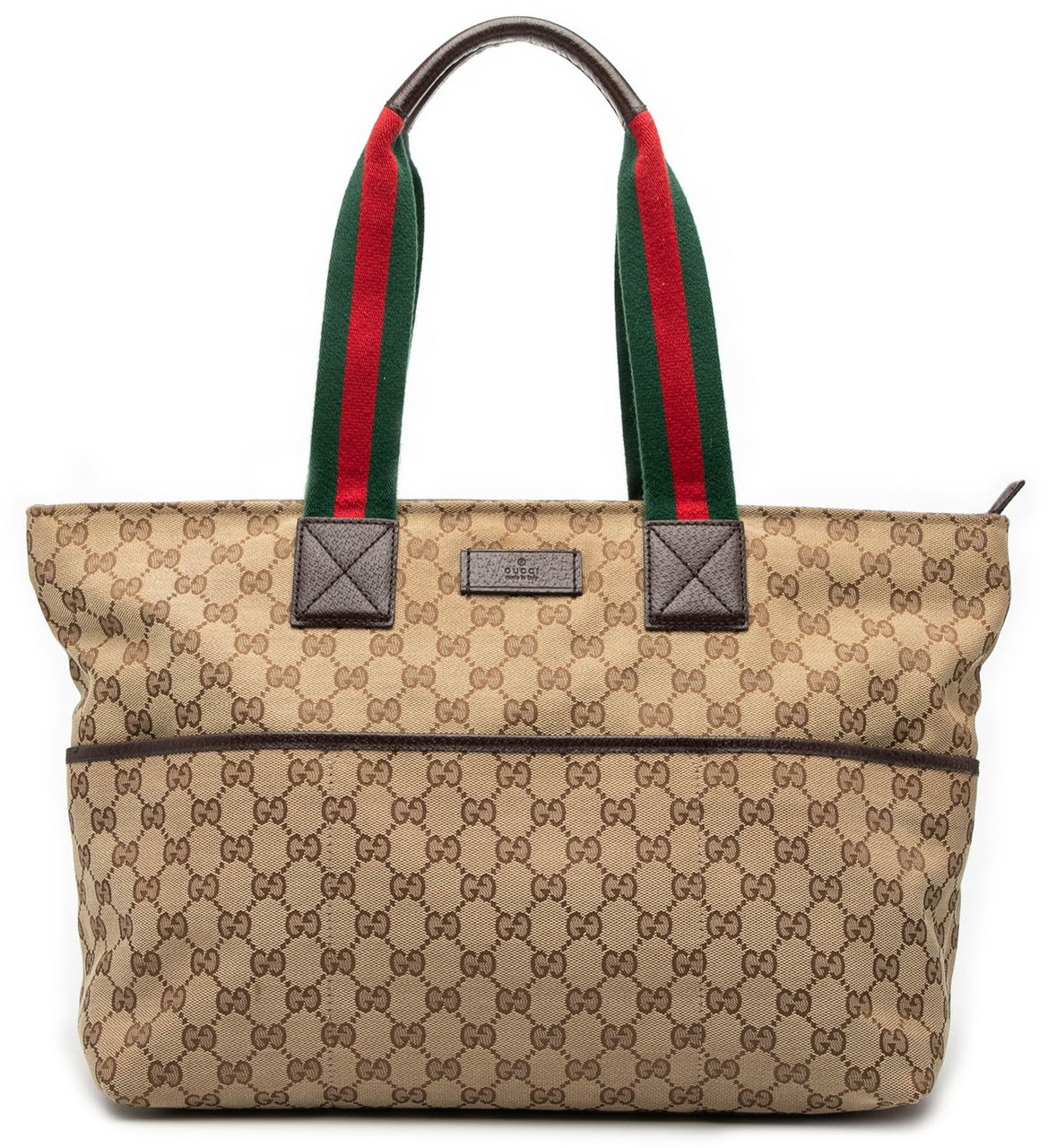 Gucci GG Canvas Web Tote Bruin