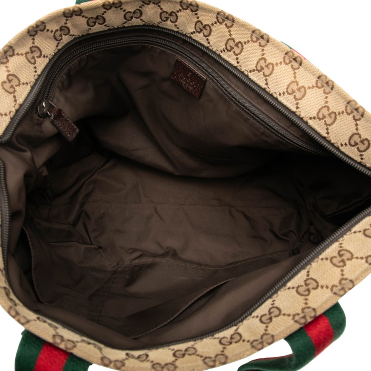 Gucci GG Canvas Web Tote Bruin