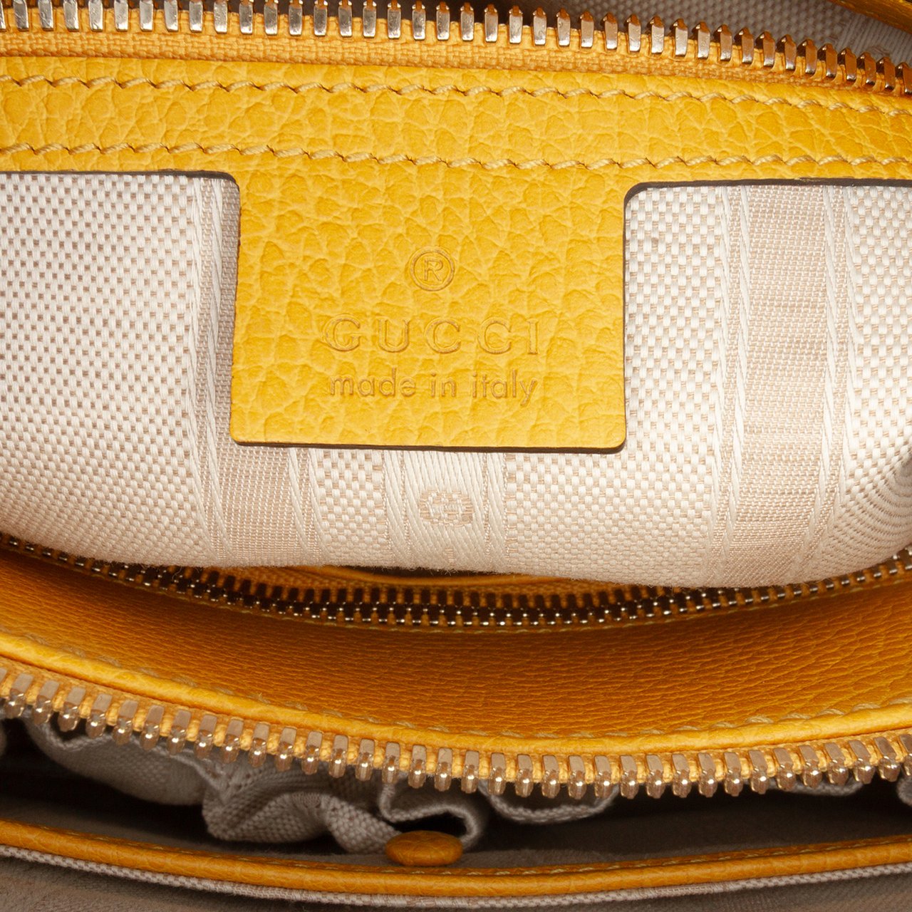 Gucci Calfskin Swing Top Handle Satchel Geel