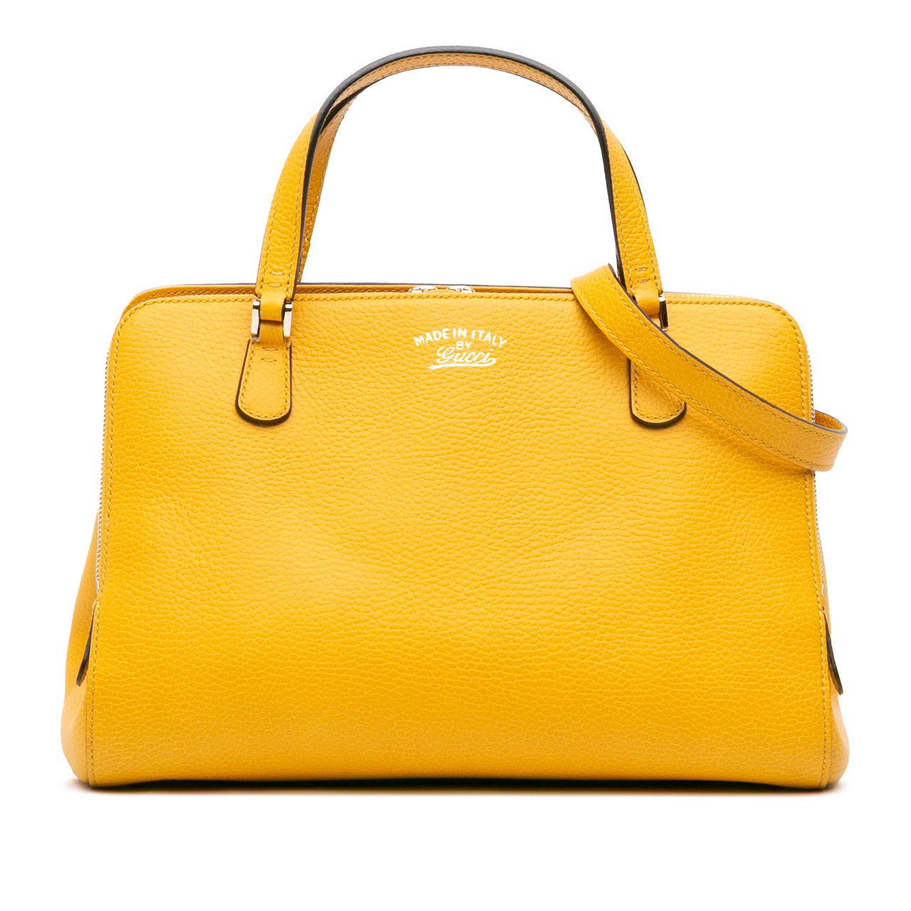 Gucci Calfskin Swing Top Handle Satchel Geel