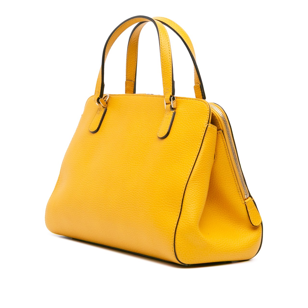 Gucci Calfskin Swing Top Handle Satchel Geel