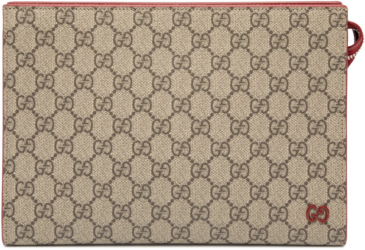 Gucci Small Bicolor GG Supreme Pouch Bruin