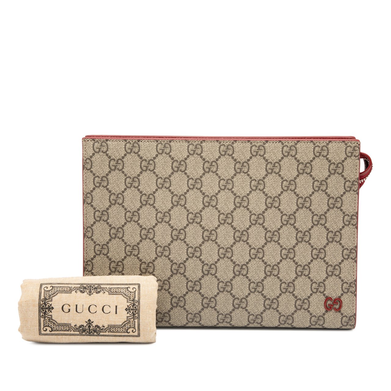 Gucci Small Bicolor GG Supreme Pouch Bruin