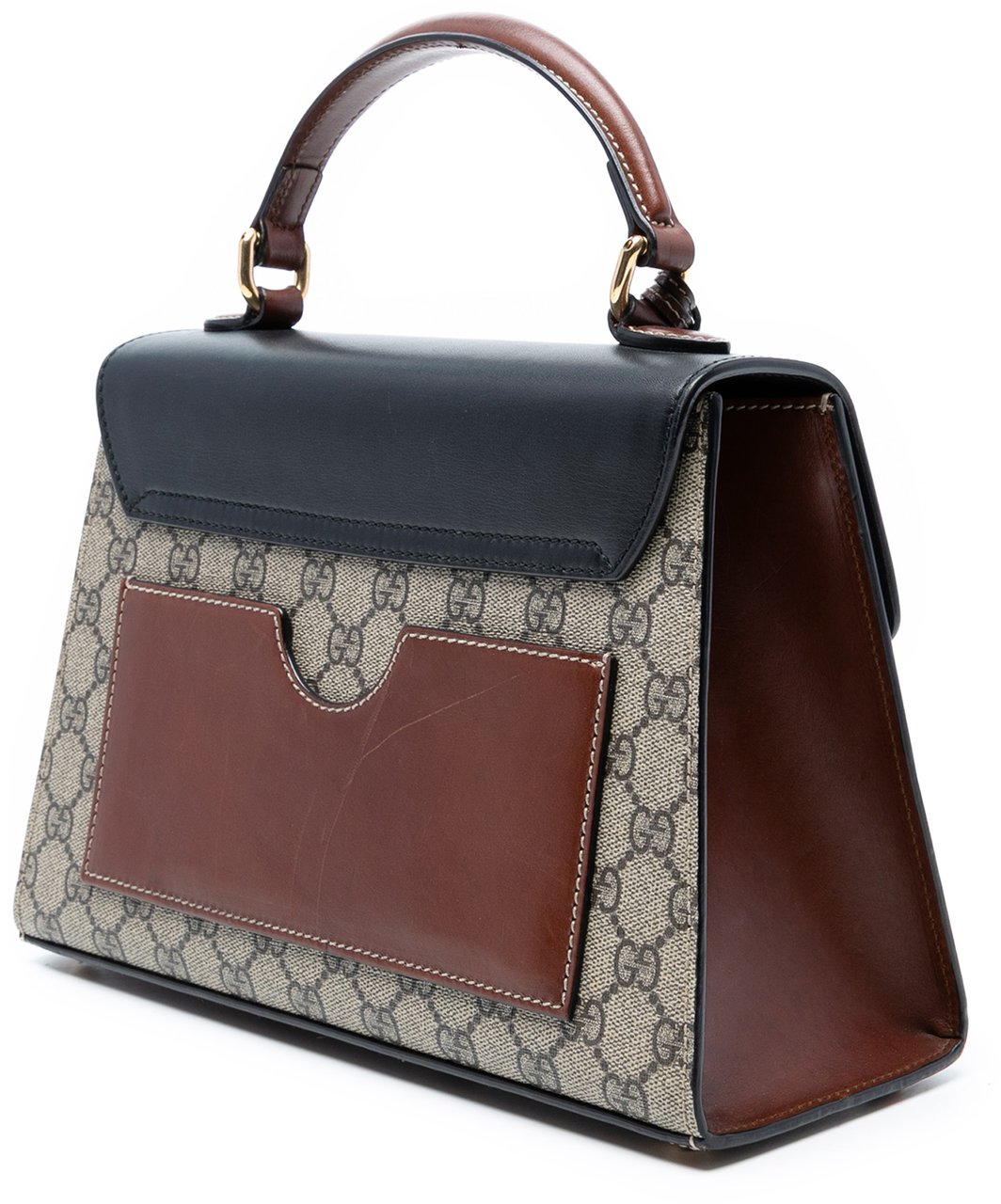 Gucci Small GG Supreme Padlock Satchel Bruin