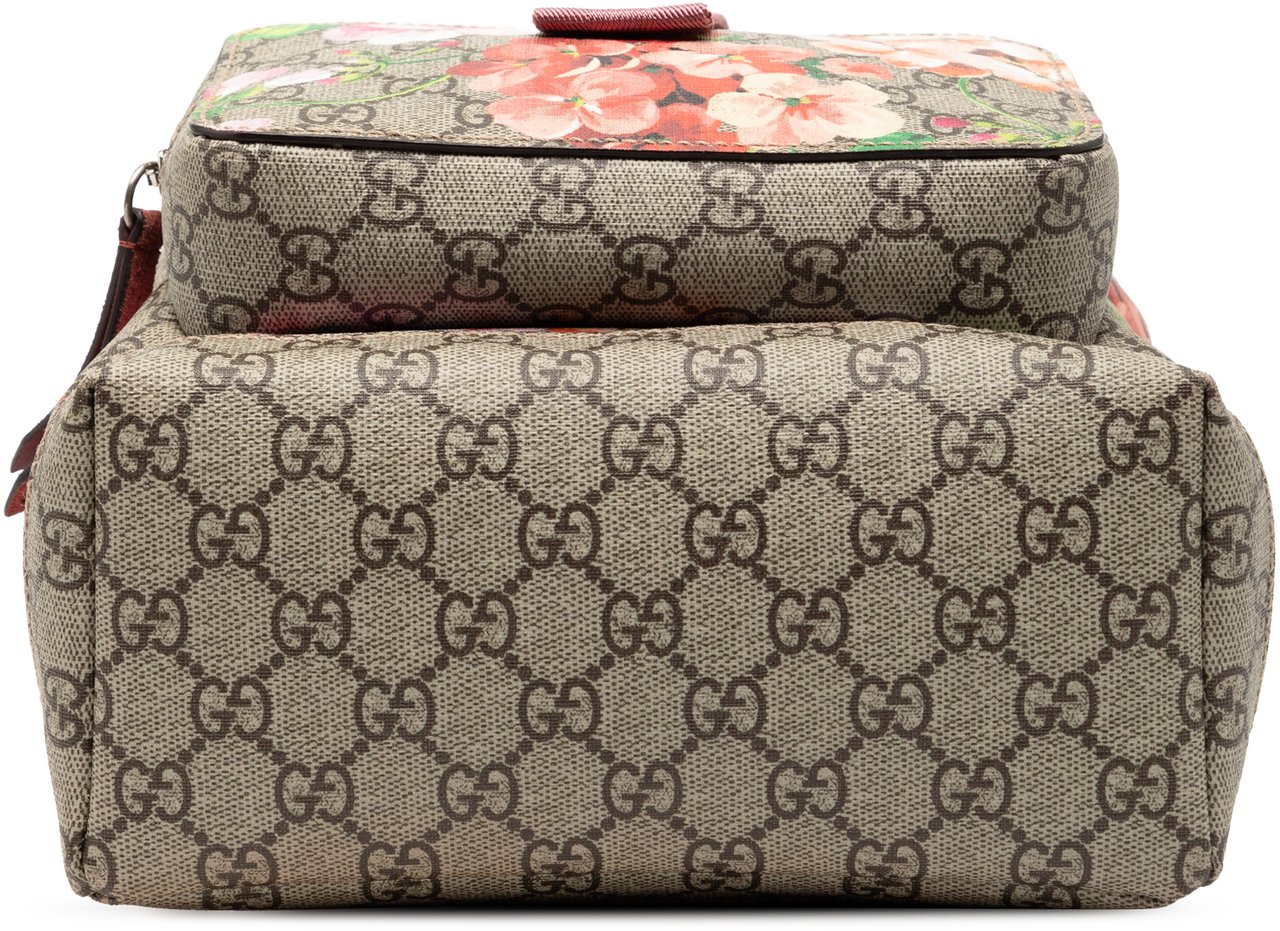 Gucci Small GG Supreme Blooms Single Buckle Backpack Bruin