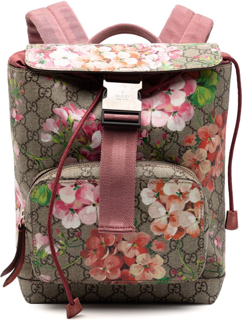 Gucci Small GG Supreme Blooms Single Buckle Backpack Bruin
