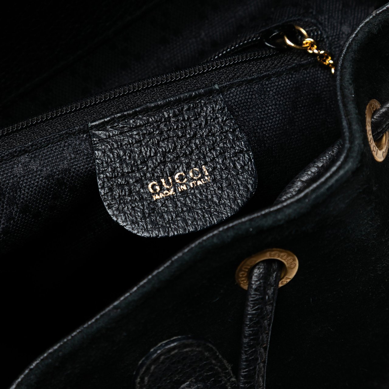 Gucci Suede Bamboo Backpack Zwart