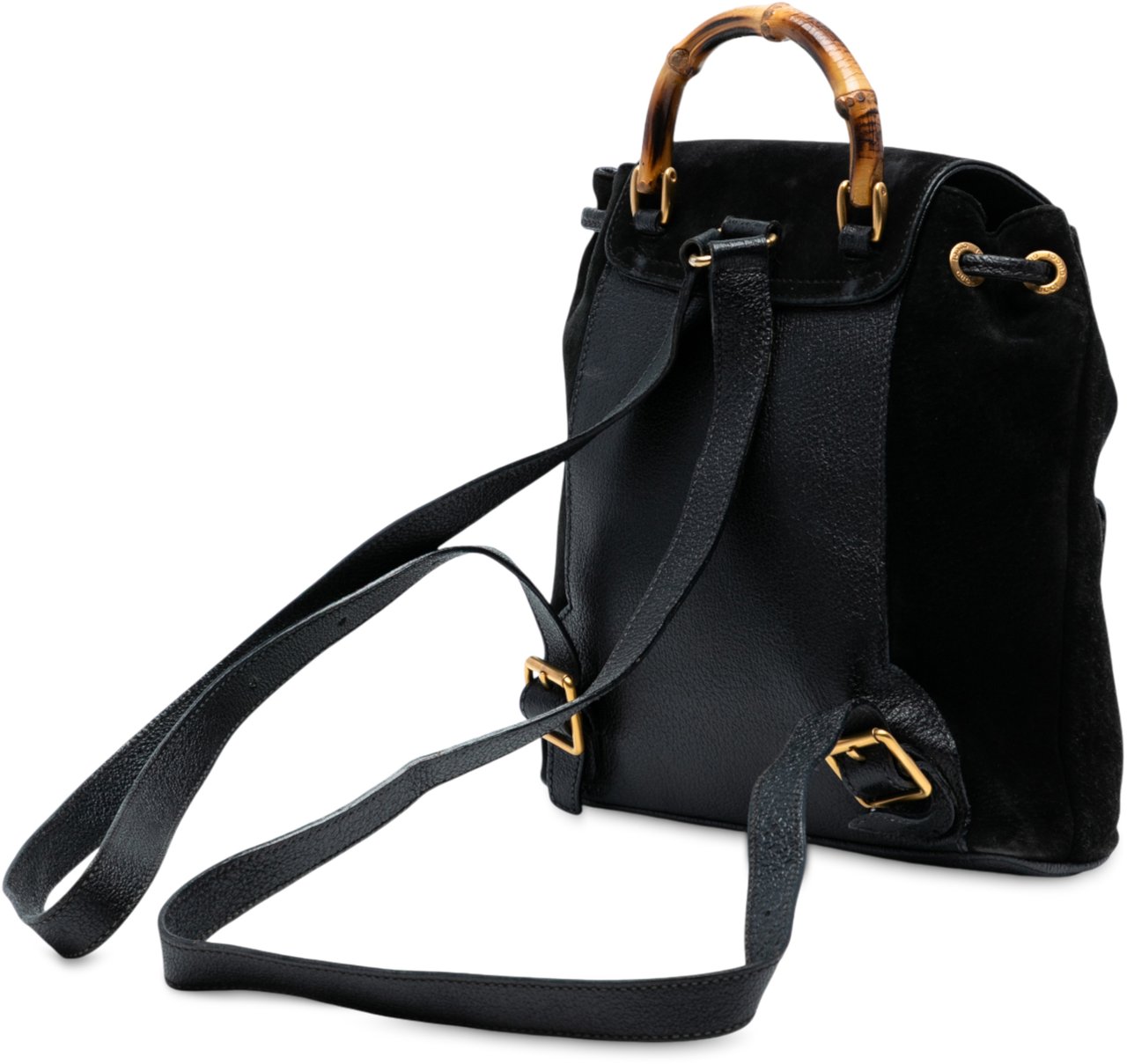 Gucci Suede Bamboo Backpack Zwart