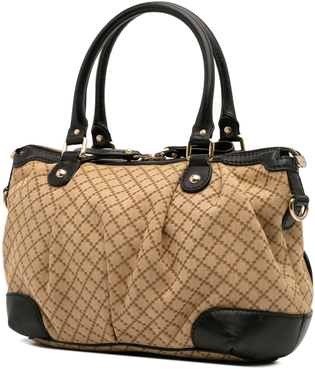Gucci Diamante Canvas Sukey Satchel Bruin