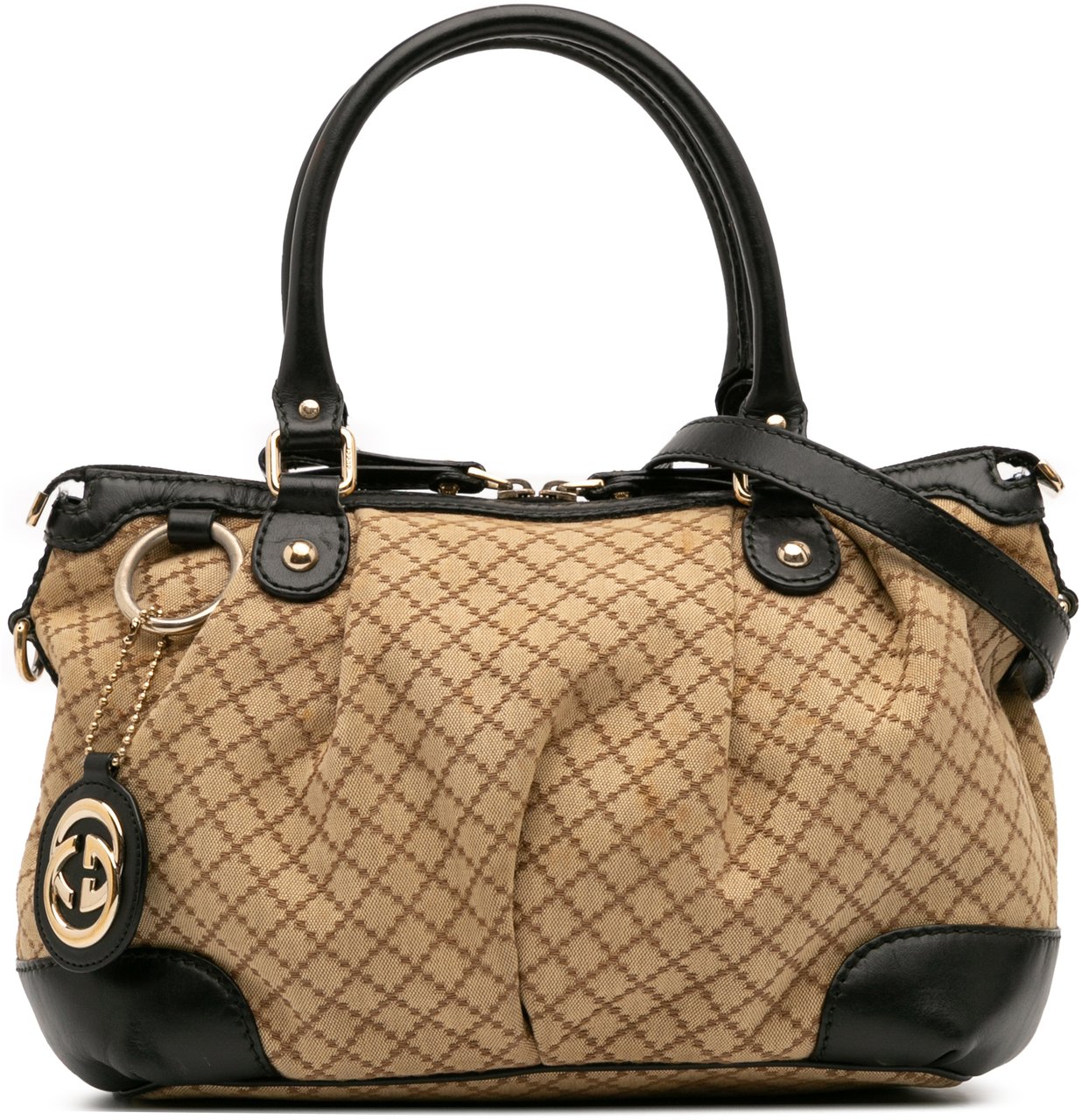 Gucci Diamante Canvas Sukey Satchel Bruin