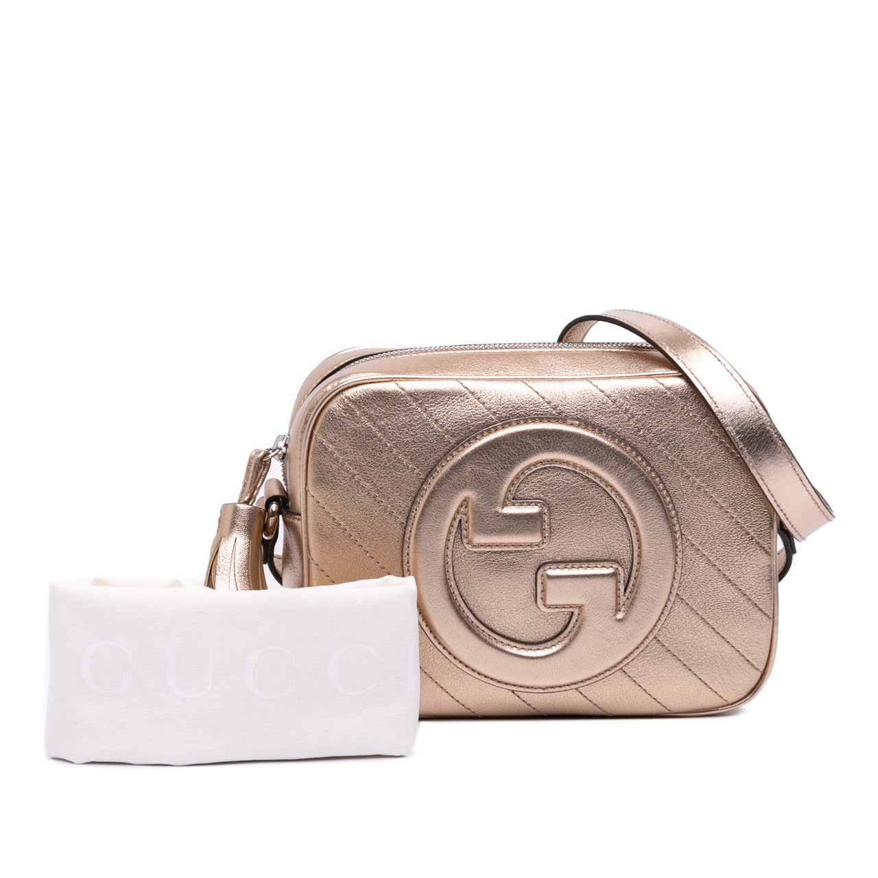 Gucci Small Metallic Calfskin Blondie Crossbody Goud