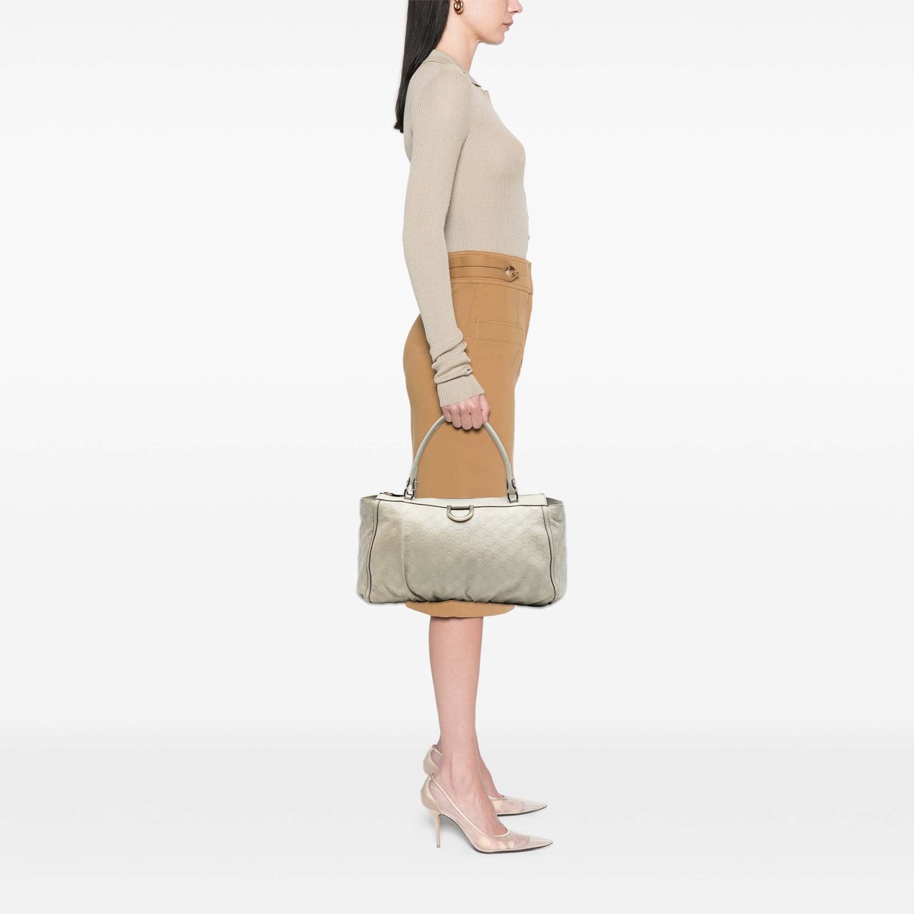 Gucci Guccissima Abbey D Ring Tote Wit