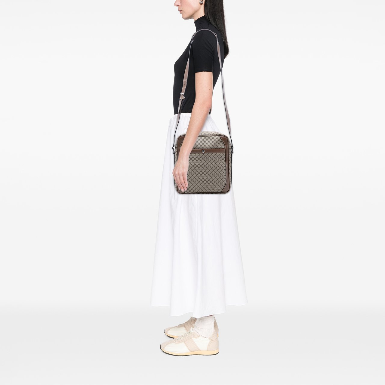 Gucci Diamante Coated Canvas Zip Crossbody Bruin