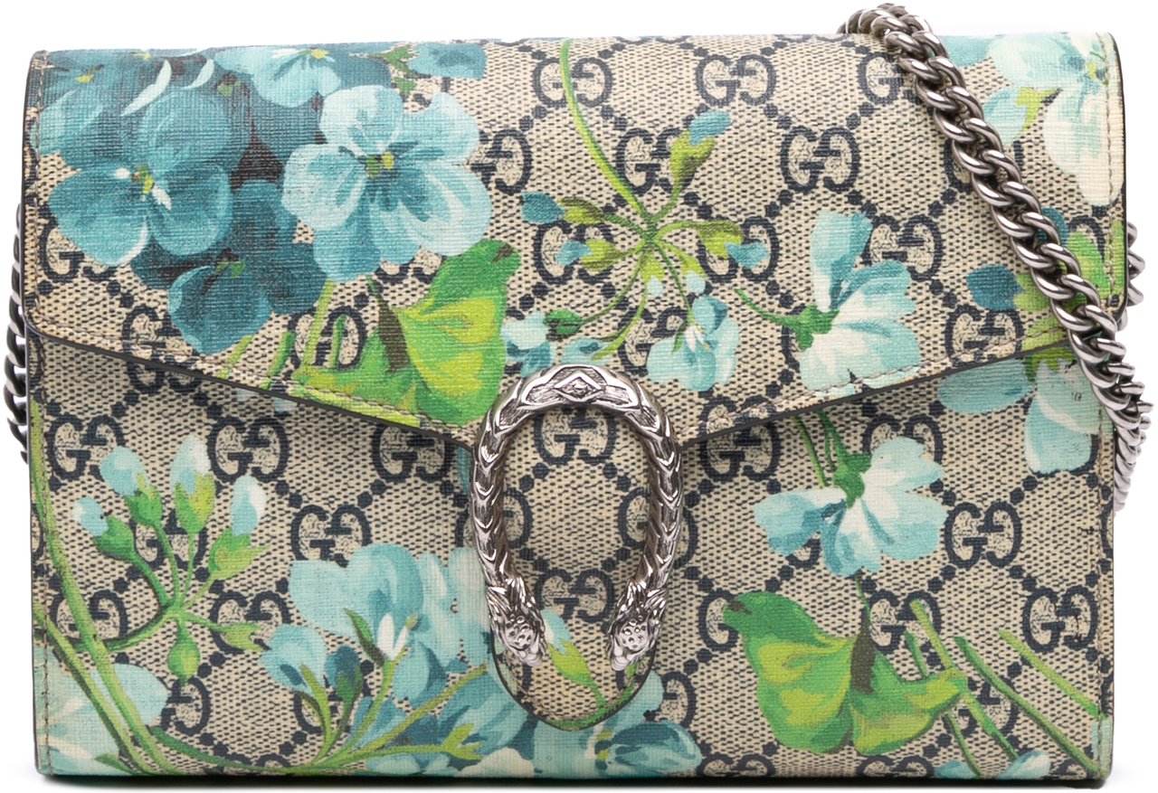 Gucci GG Supreme Dionysus Blooms Chain Wallet Bruin