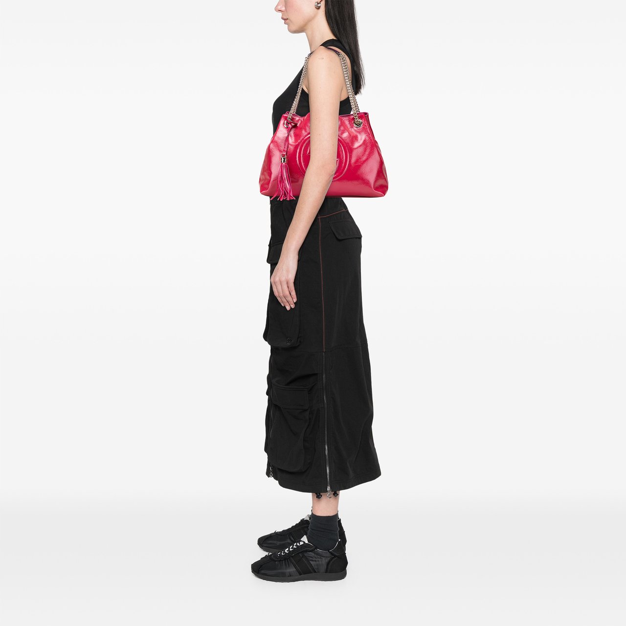 Gucci Medium Patent Soho Chain Tote Roze