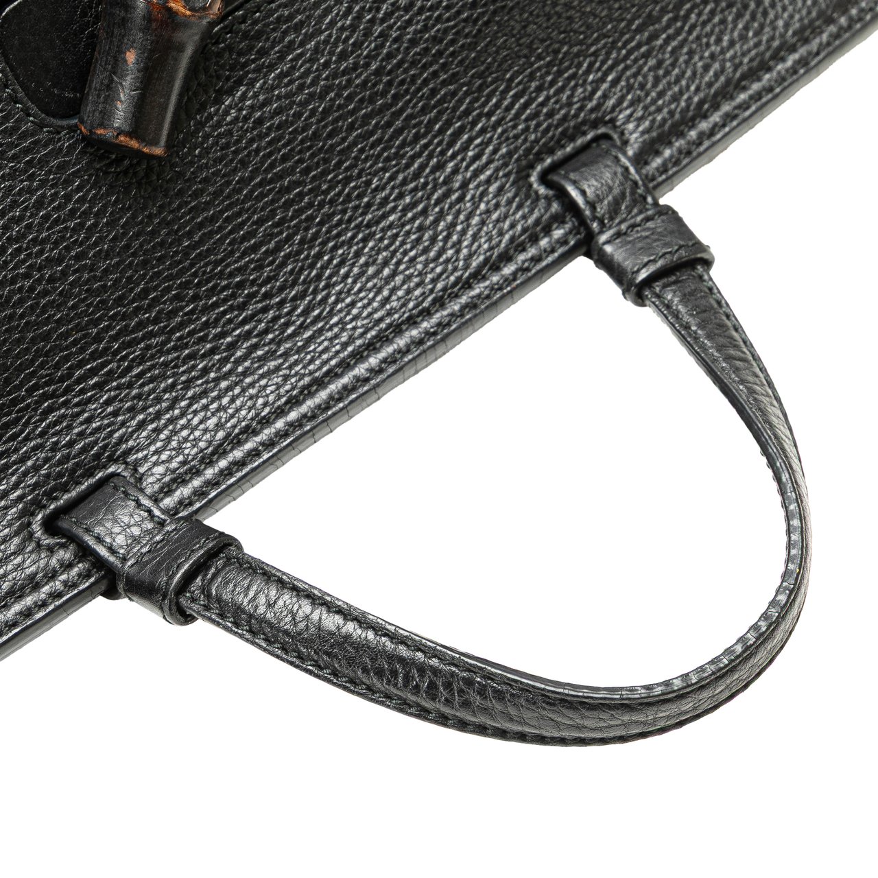 Gucci Medium Leather Bamboo Daily Satchel Zwart