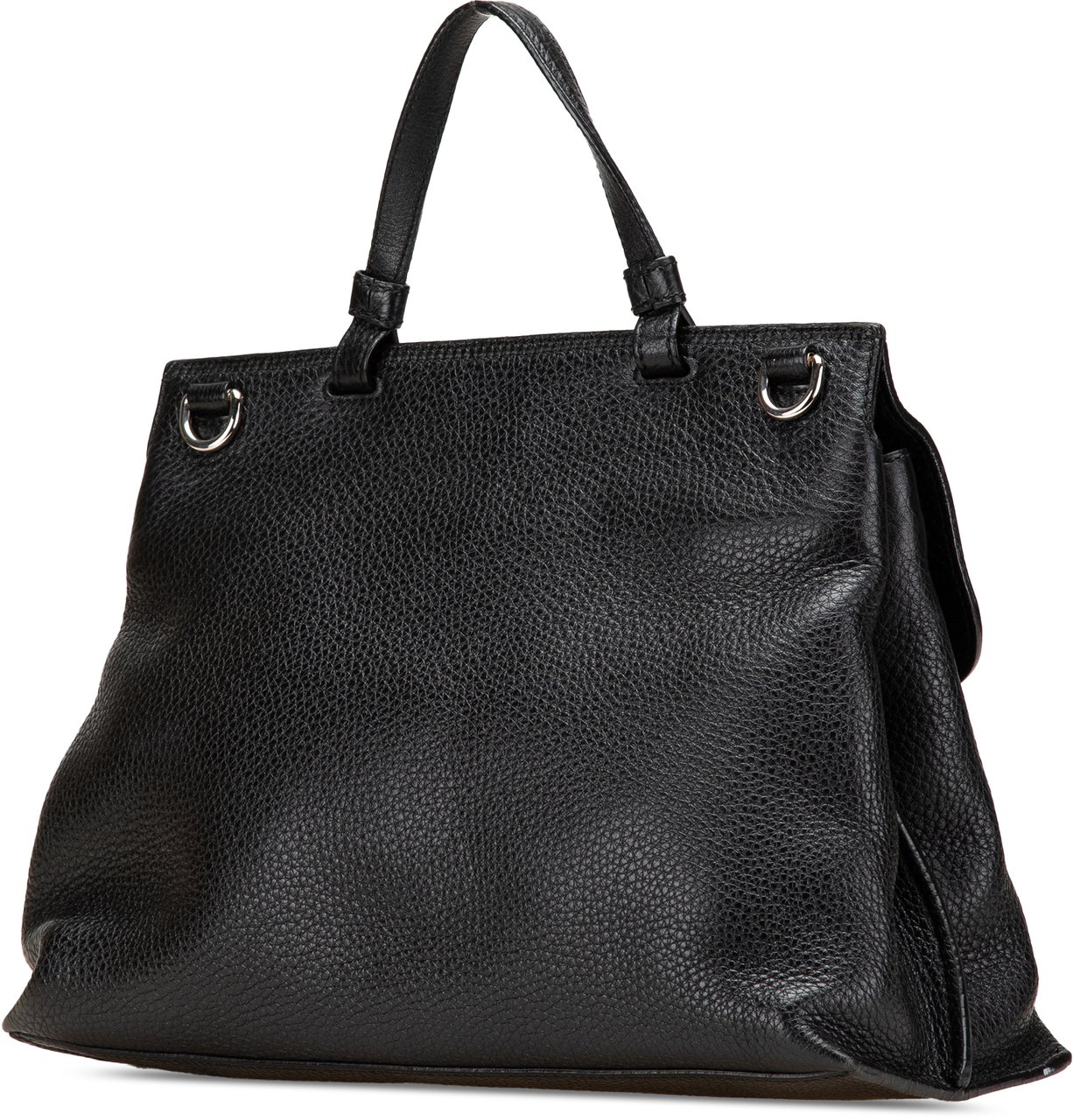 Gucci Medium Leather Bamboo Daily Satchel Zwart