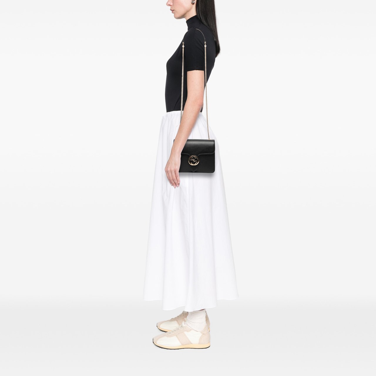 Gucci Small Dollar Calfskin Interlocking G Crossbody Zwart