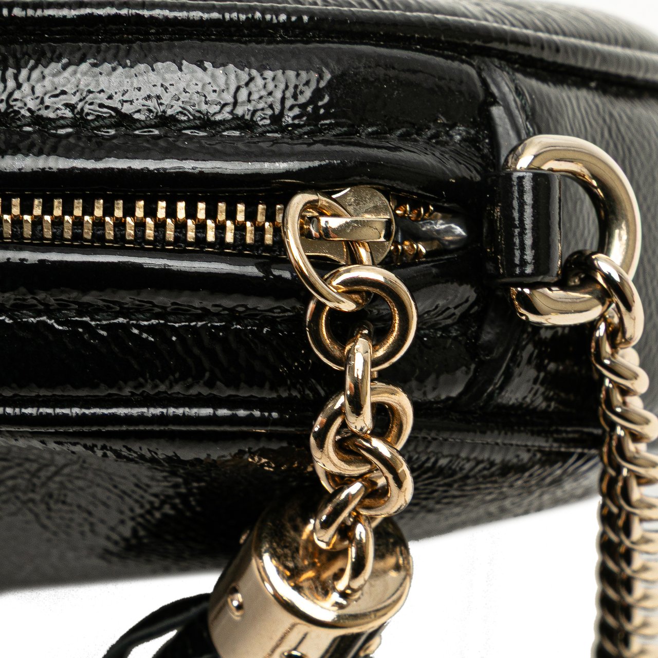 Gucci Mini Patent Soho Chain Bag Zwart