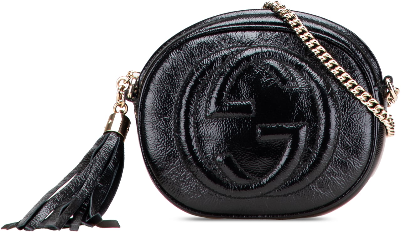 Gucci Mini Patent Soho Chain Bag Zwart