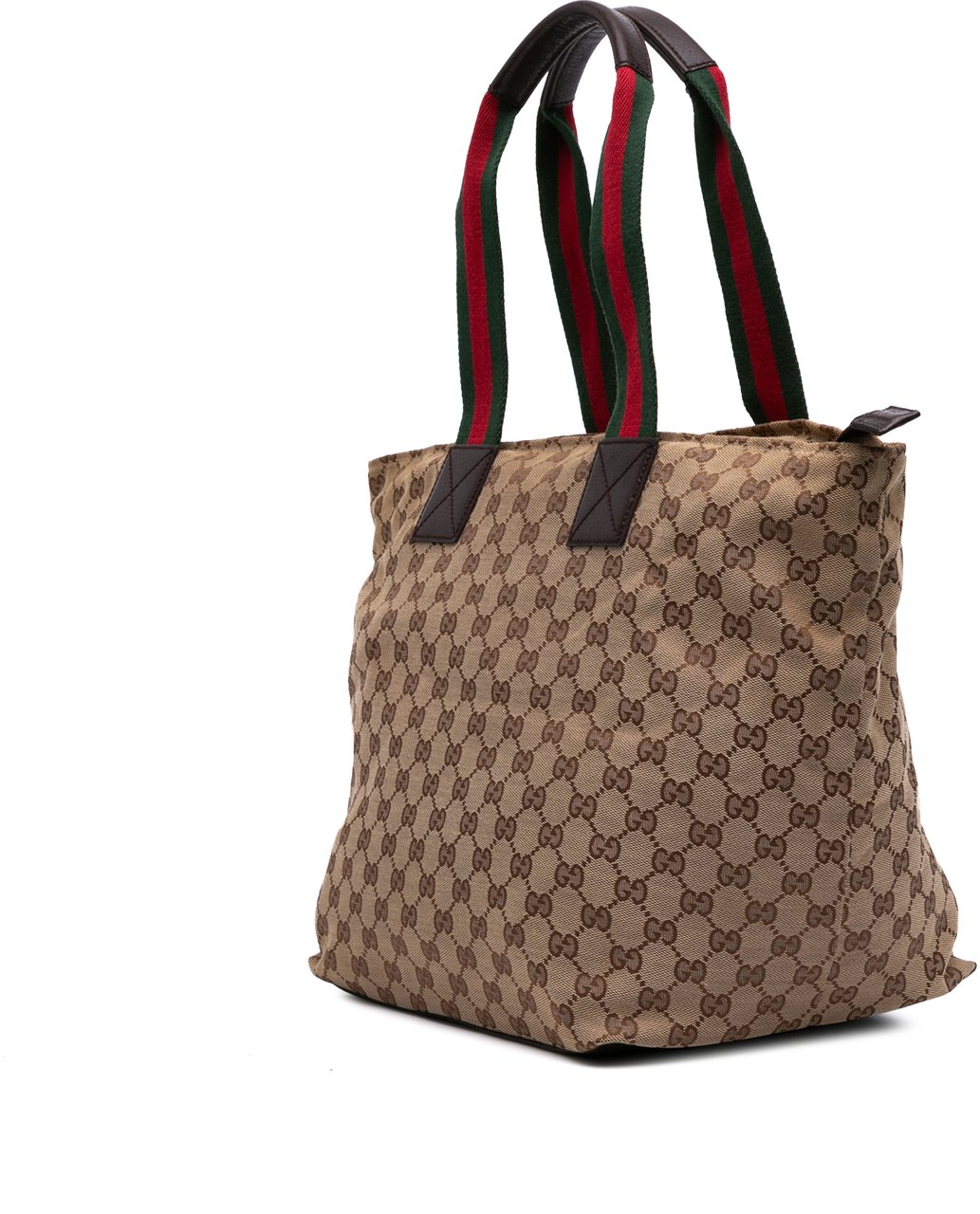 Gucci GG Canvas Web Tote Bruin