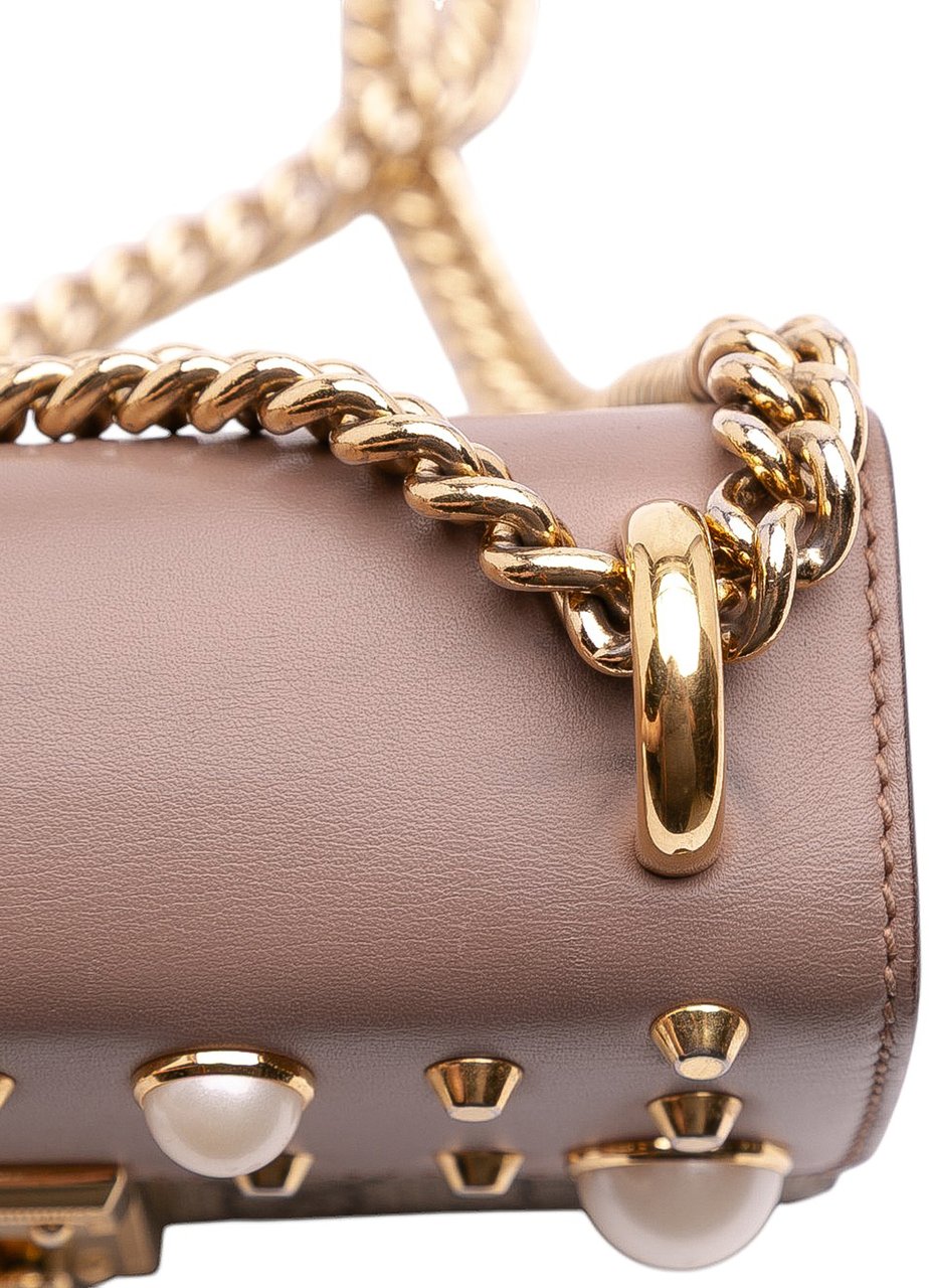 Gucci Small GG Supreme Pearl Studded Padlock Crossbody Bruin