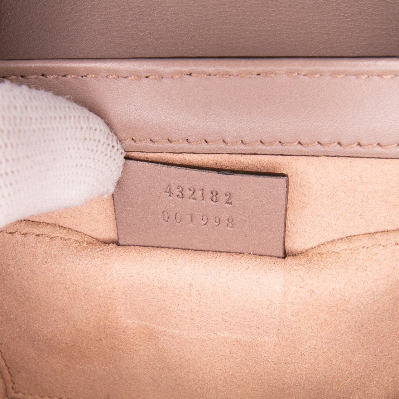 Gucci Small GG Supreme Pearl Studded Padlock Crossbody Bruin