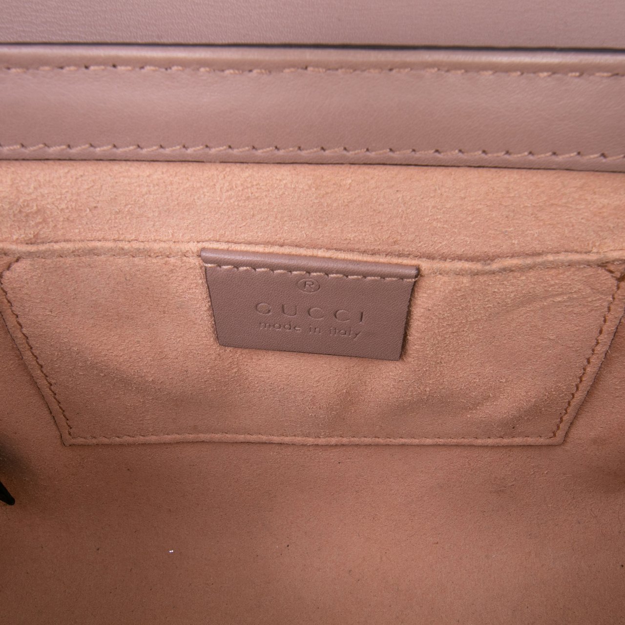 Gucci Small GG Supreme Pearl Studded Padlock Crossbody Bruin