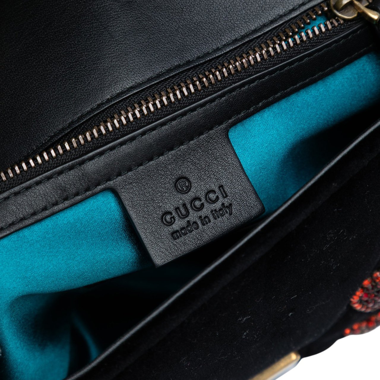 Gucci Medium GG Marmont Matelasse Velvet Sequin Embellished Shoulder Bag Zwart