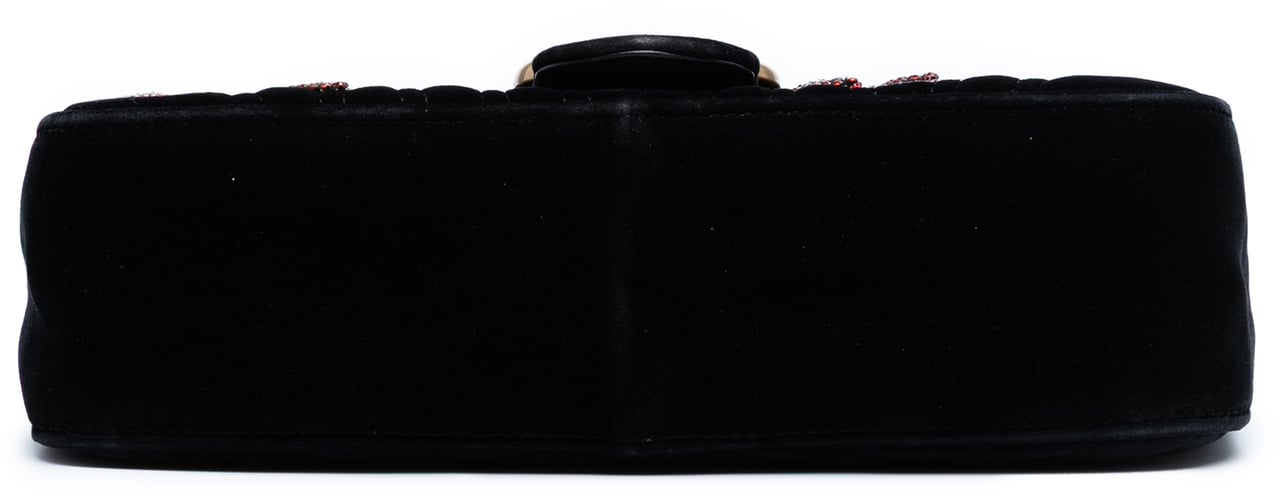 Gucci Medium GG Marmont Matelasse Velvet Sequin Embellished Shoulder Bag Zwart