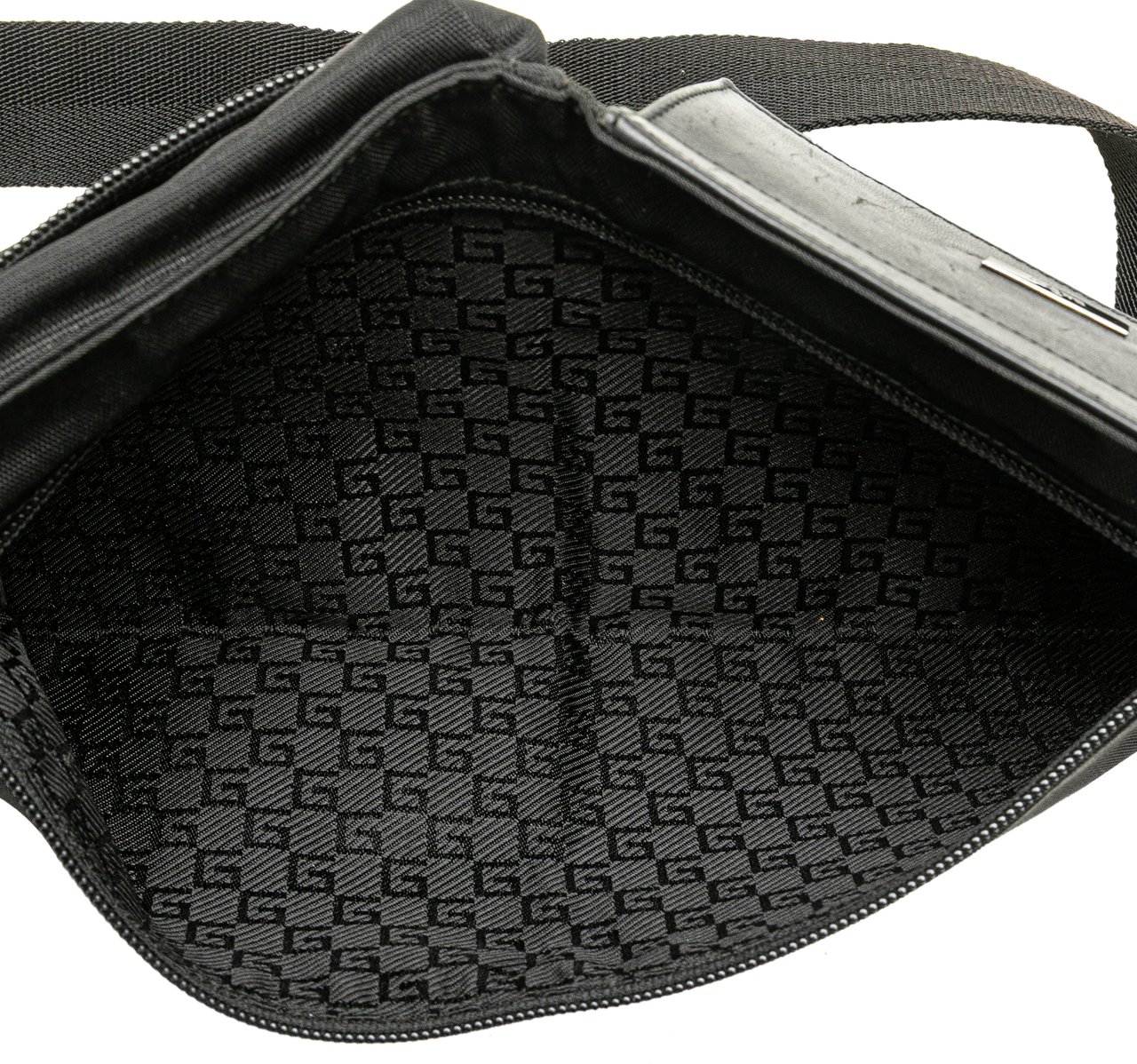 Gucci Nylon Double Pocket Belt Bag Zwart