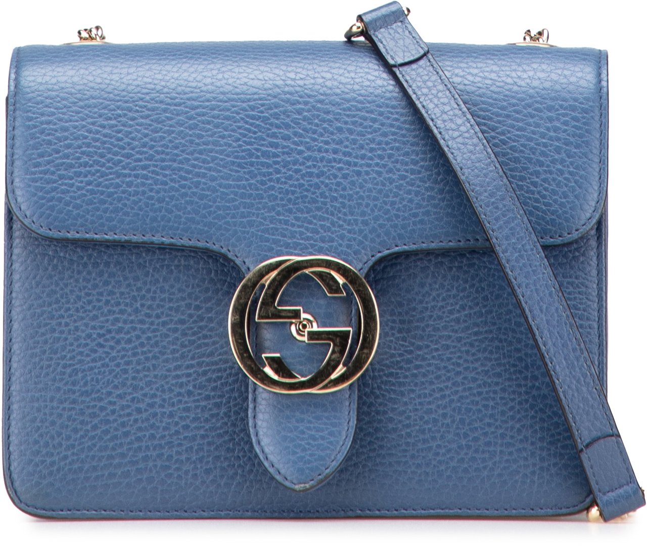 Gucci Small Dollar Calfskin Interlocking G Crossbody Blauw