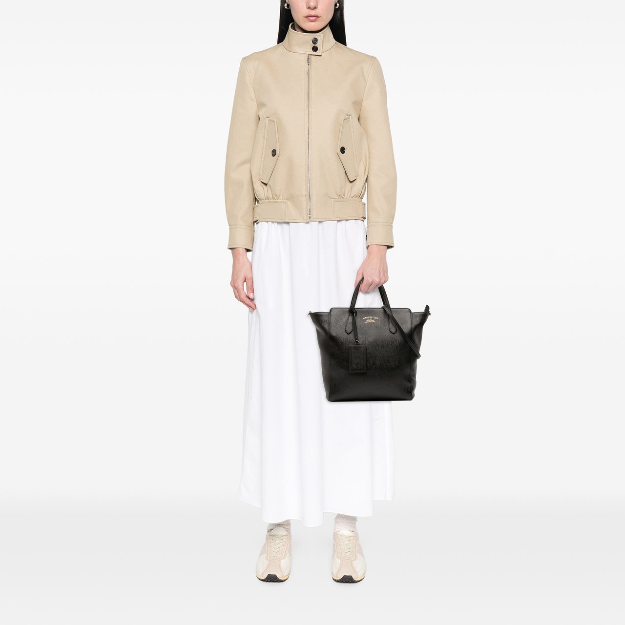 Gucci Leather Swing Convertible Tote Zwart