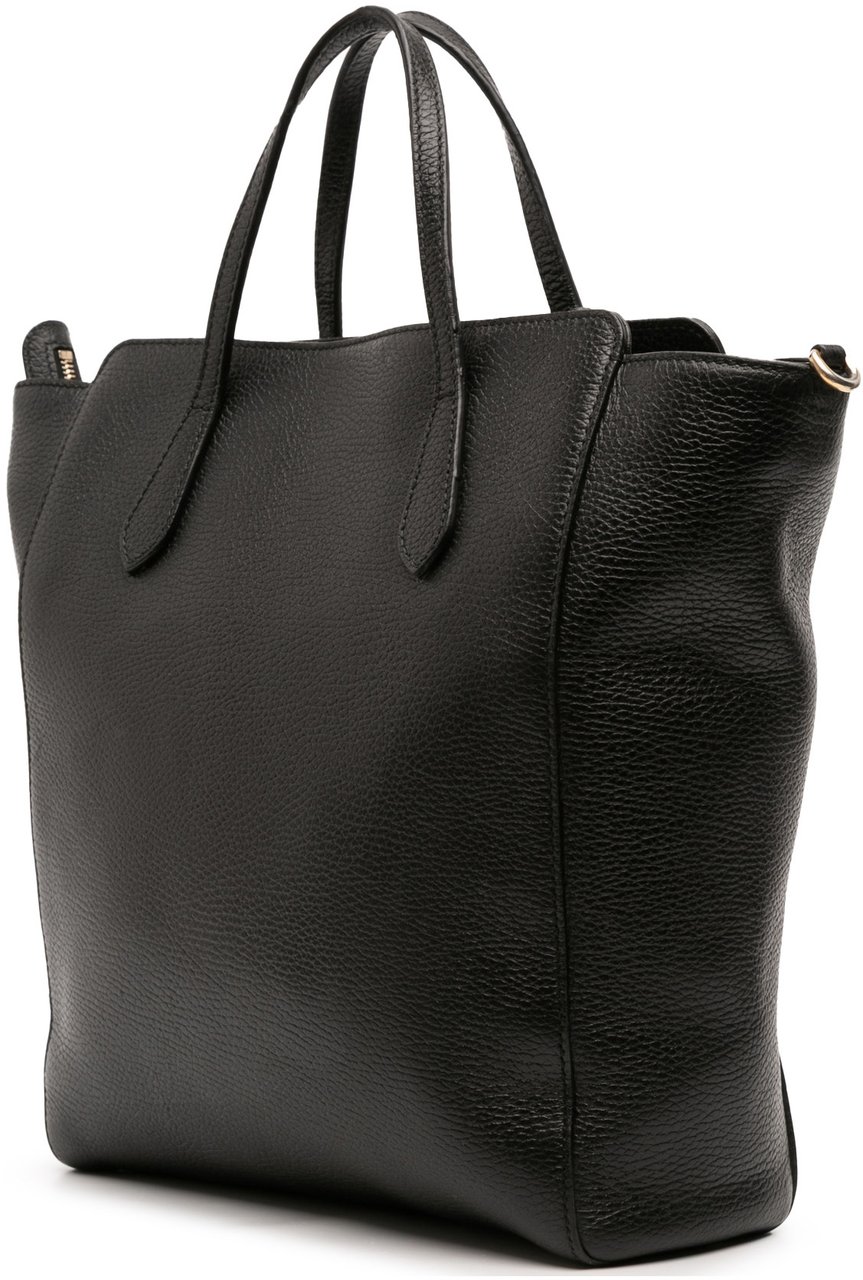 Gucci Leather Swing Convertible Tote Zwart