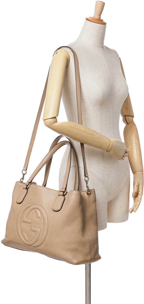 Gucci Medium Leather Soho Working Tote Bruin