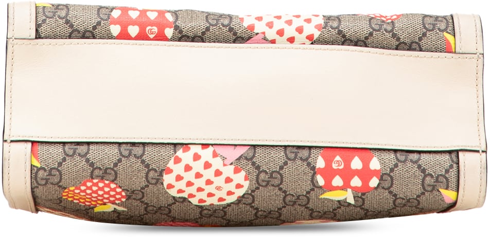 Gucci Small GG Supreme Apple Heart Padlock Tote Bruin