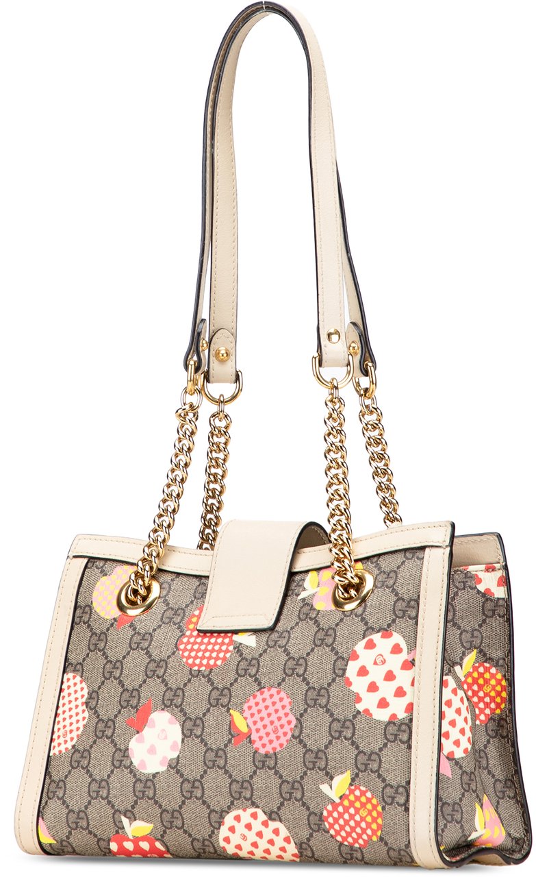 Gucci Small GG Supreme Apple Heart Padlock Tote Bruin