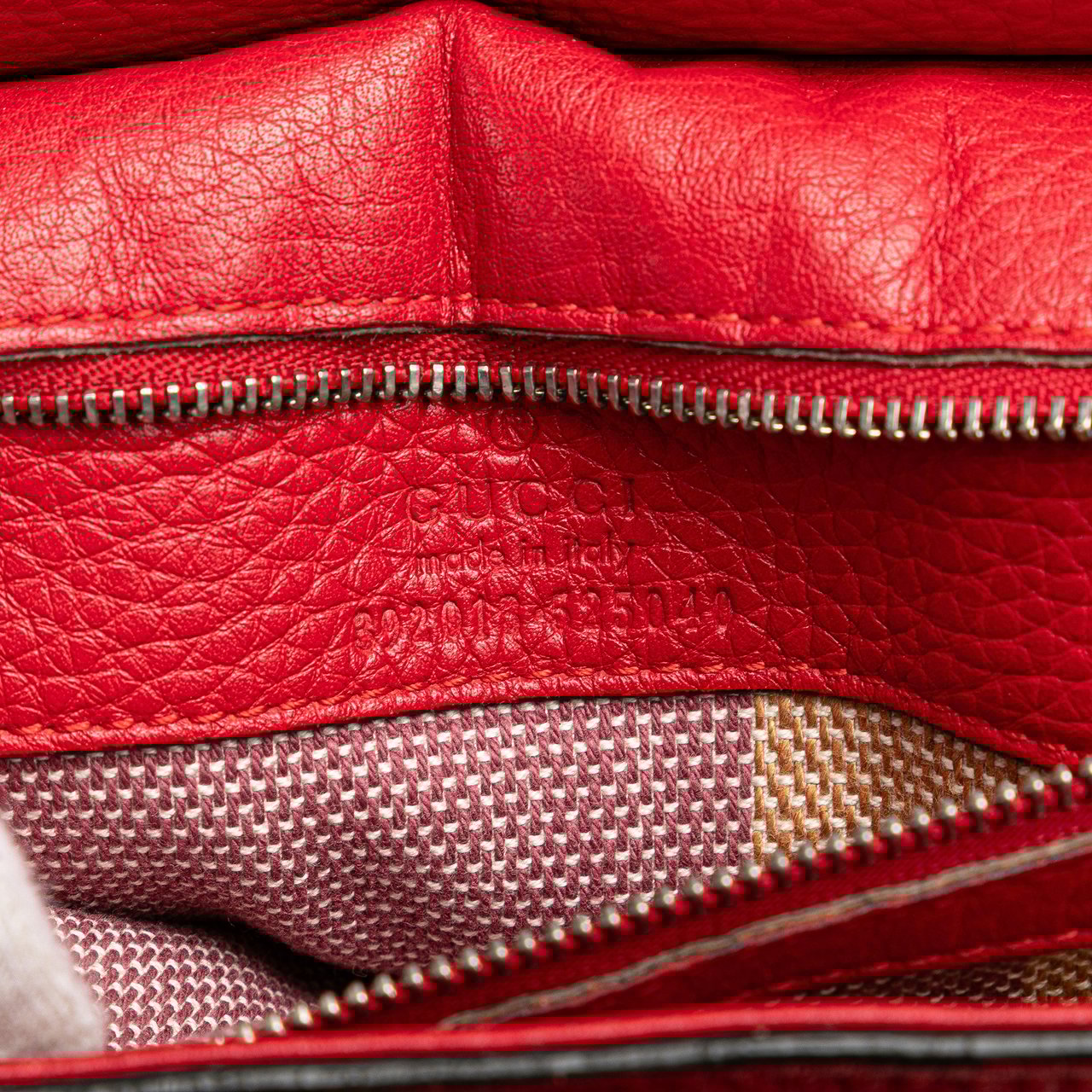 Gucci Medium Leather Bamboo Daily Satchel Rood