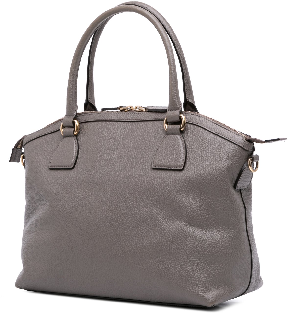 Gucci Medium Leather GG Charm Dome Satchel Grijs