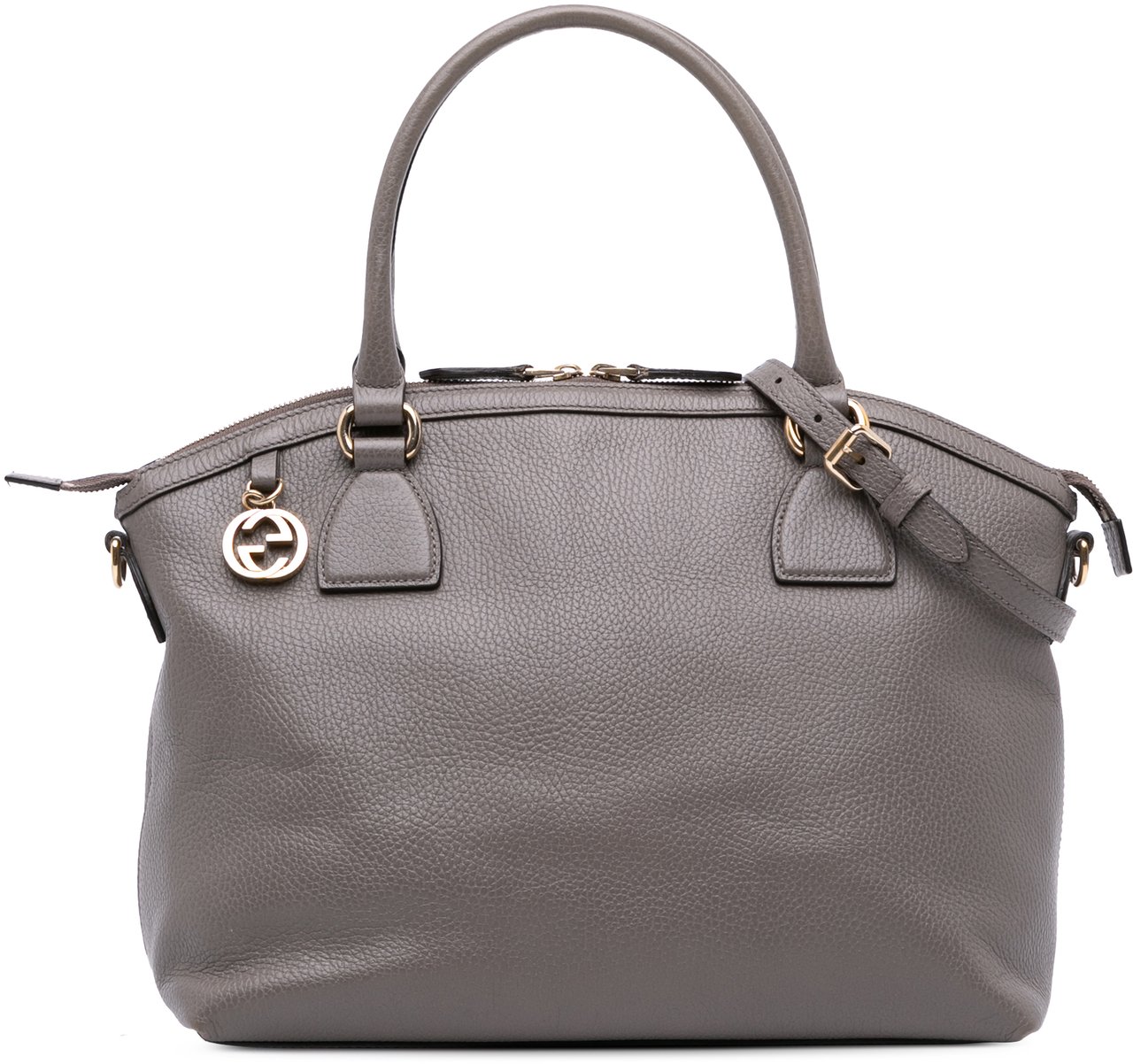 Gucci Medium Leather GG Charm Dome Satchel Grijs