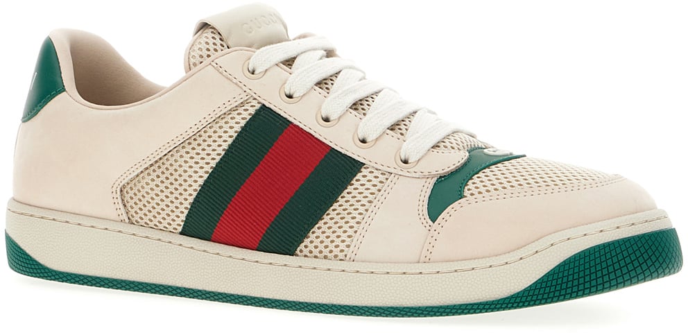 Gucci Ivory mesh and suede Screener sneakers Divers