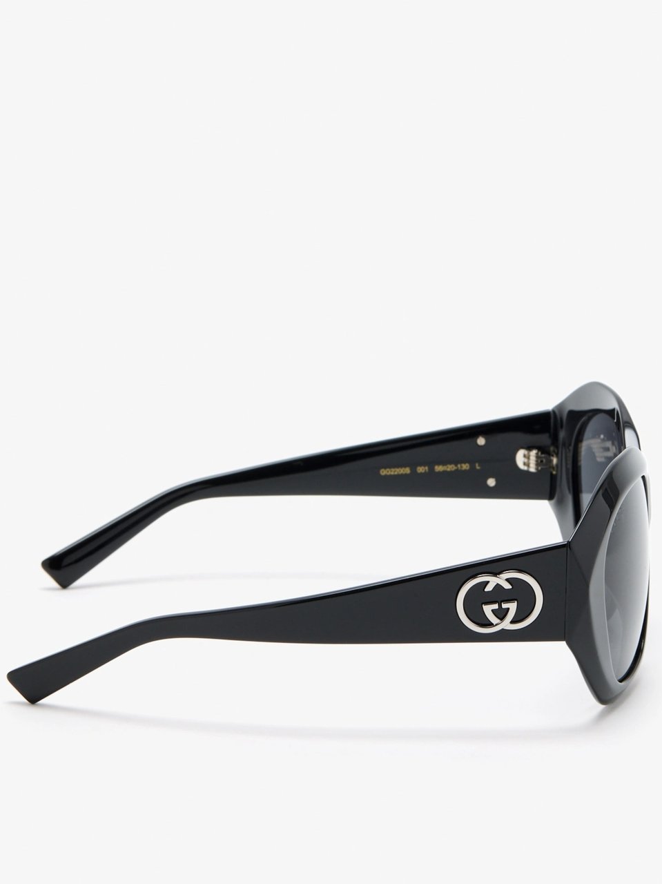 Gucci Cat-Eye Sunglasses with Glossy Black Frame and Silver Logo Blauw