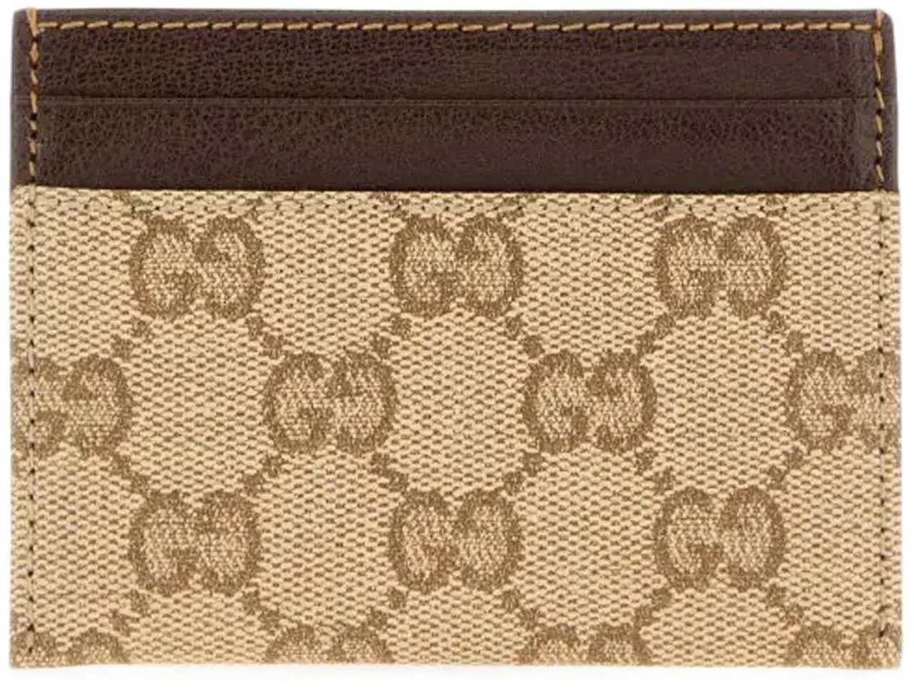Gucci Beige Credit Case Canvas Cardholder Bruin