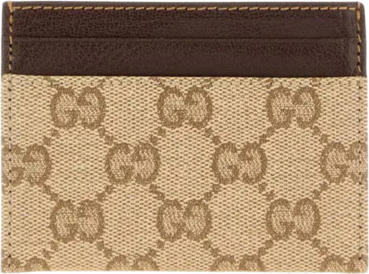 Gucci Beige Credit Case Canvas Cardholder Bruin