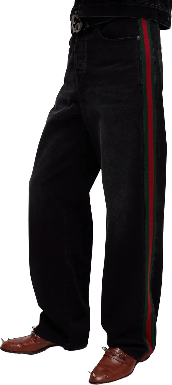 Gucci Black Denim Baggy Jeans Zwart